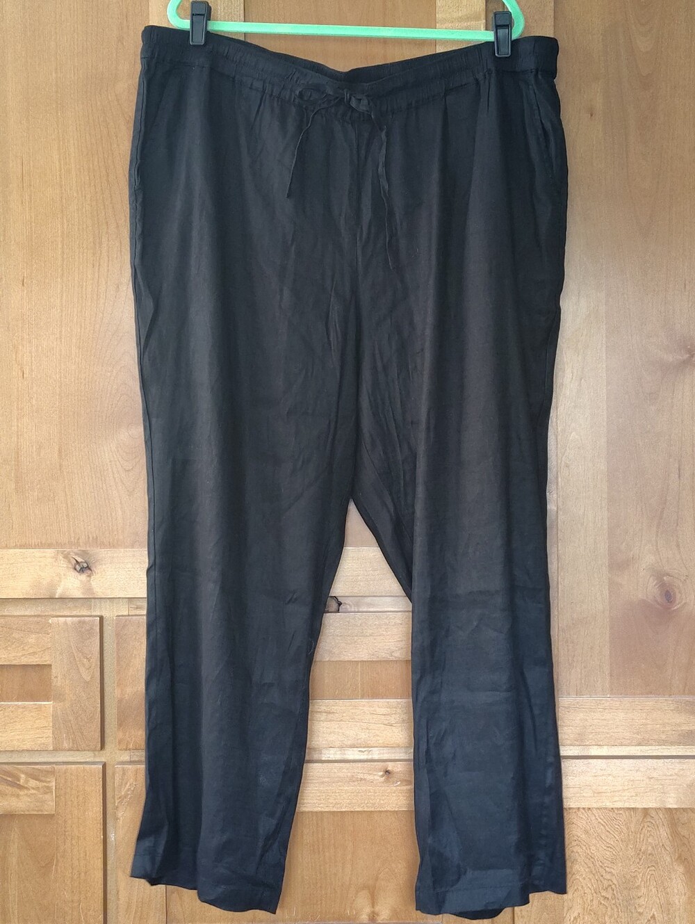 NYDJ NWT Black Linen Blend Relaxed Drawstring Pull-On Pants - Plus 2X